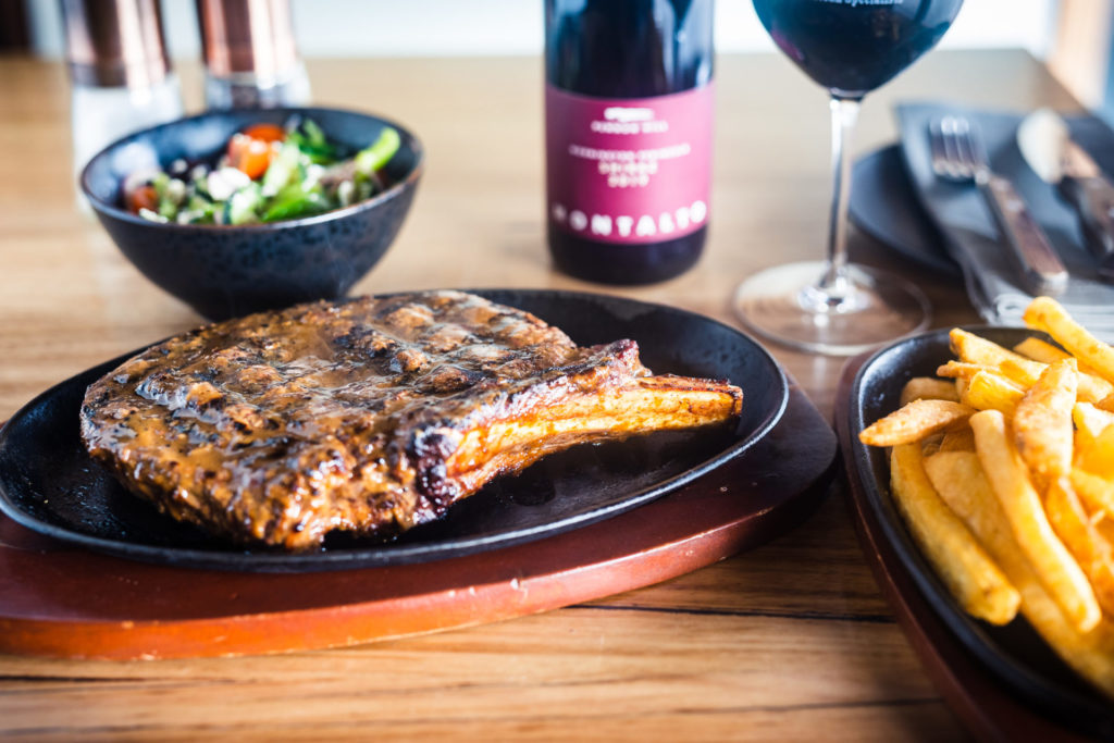 Rangers Valley "Black Onyx" Pure Black Angus Ribeye 700g with Chips & Garden Salad
